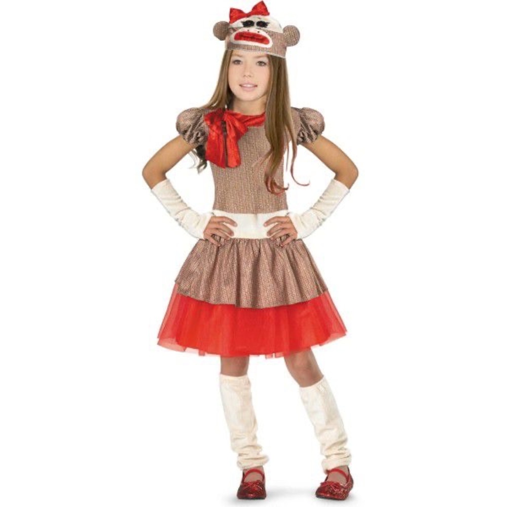 Sock Monkey Kids Costume size 9-10 with keychain